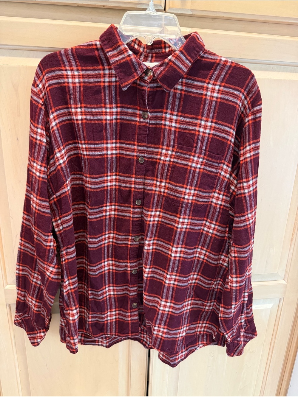 Dickies Burgundy Plaid Flannel Button-Down Shirt Sz. XL